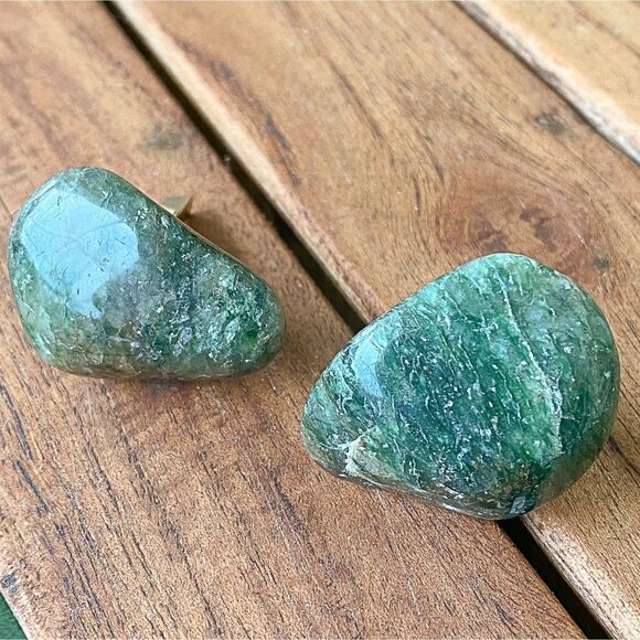 Natural Green Stone Cufflinks Vintage Amazonite Jade Agate Formal Stylish - Picture 6 of 7